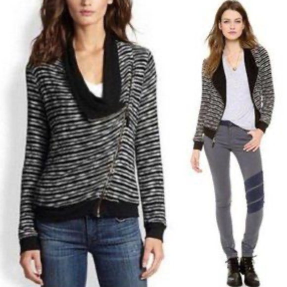 Splendid Knit Moto Stripe Jacket - Picture 4 of 6